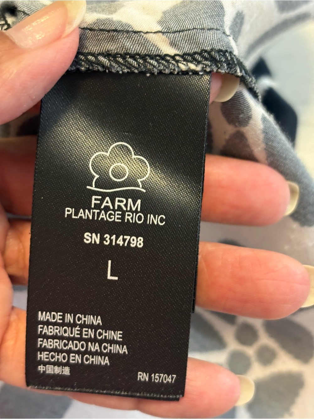 FARM RIO PALERMO Black Ivory Printed Shirt Dress / Belt Tie Waist SZ L EUC $260 - Picture 15 of 16